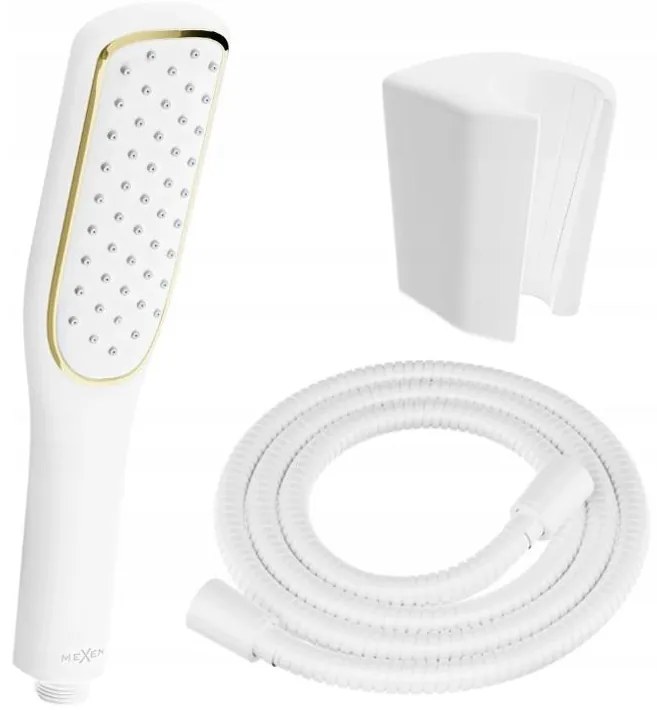 Mexen príslušenstvo - 1-bodový ručný sprchový set R-49, biela/zlatá, 785496052-25