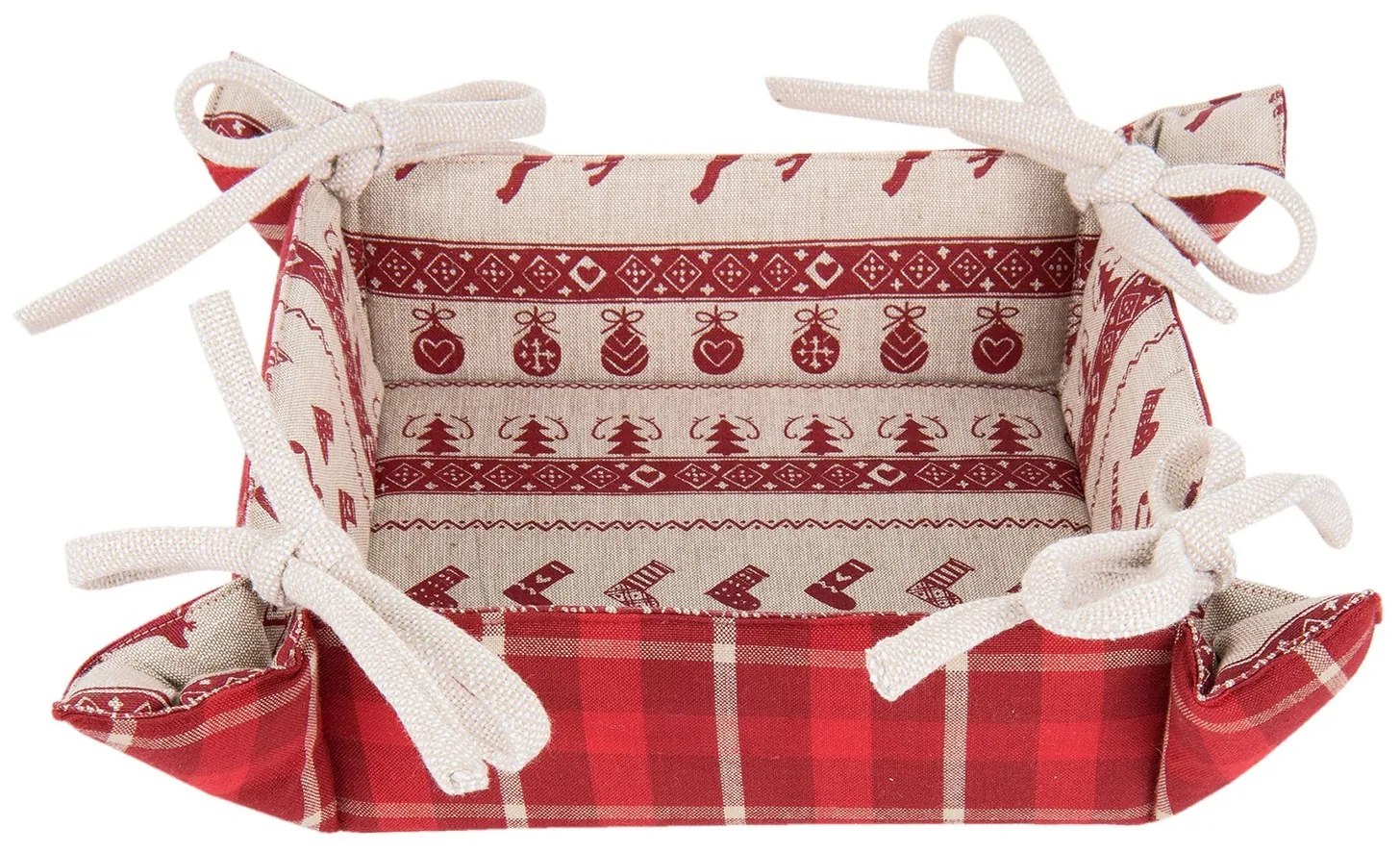 Textilné košíček na pečivo Nordic Christmas - 35 * 35 * 8 cm