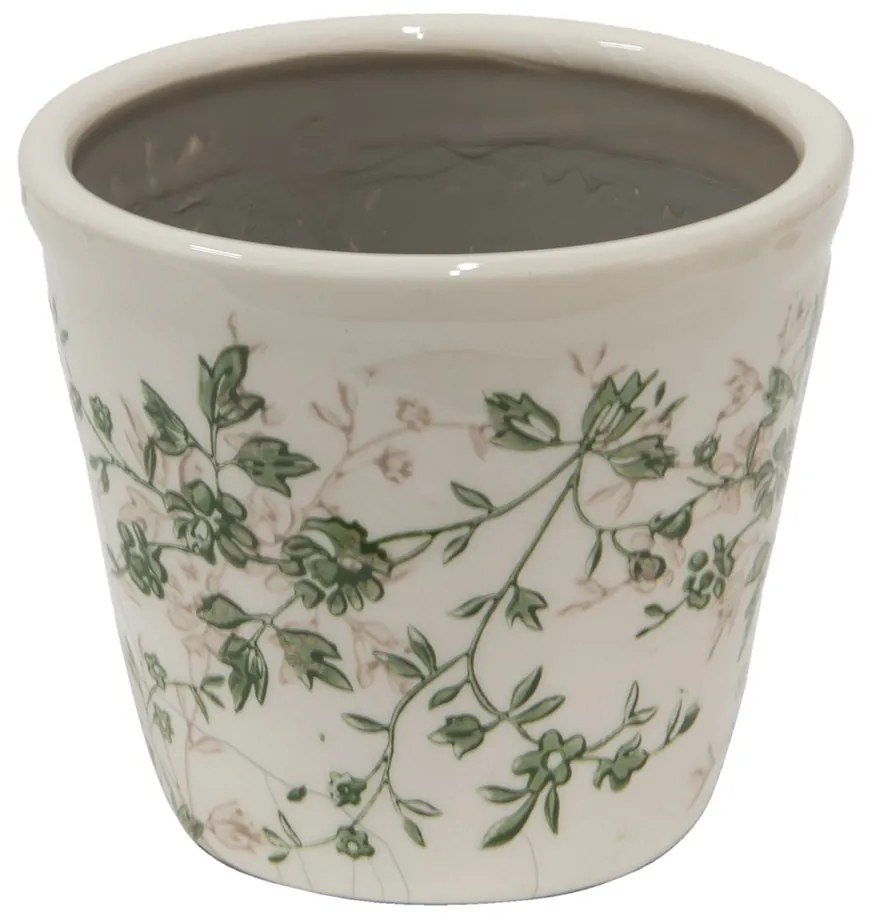 Keramický obal na kvetináč so zelenými kvetmi Ganni green S - Ø12*10 cm