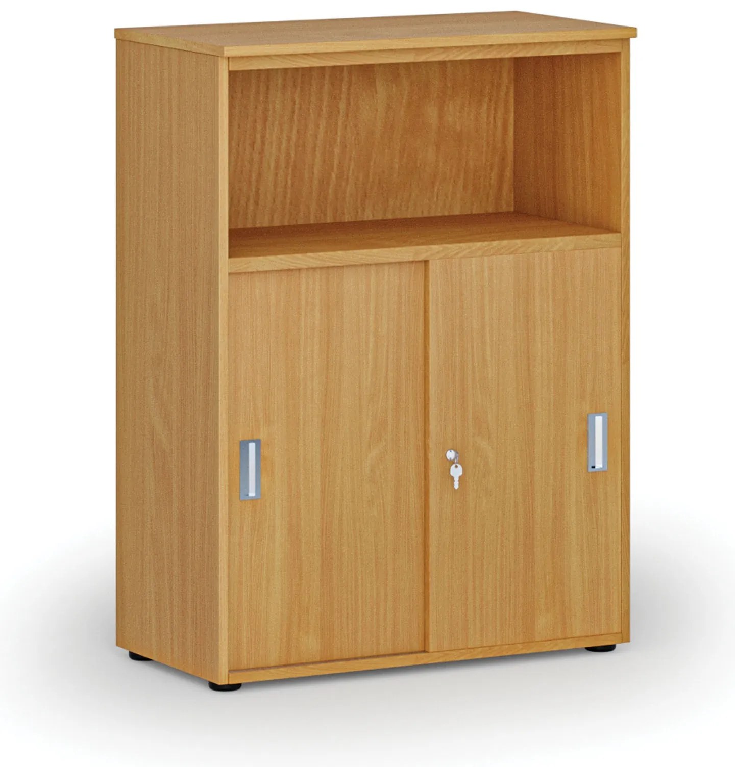 Kombinovaná kancelárska skriňa so zásuvnými dverami PRIMO WOOD, 800 x 420 x 1087 mm, buk