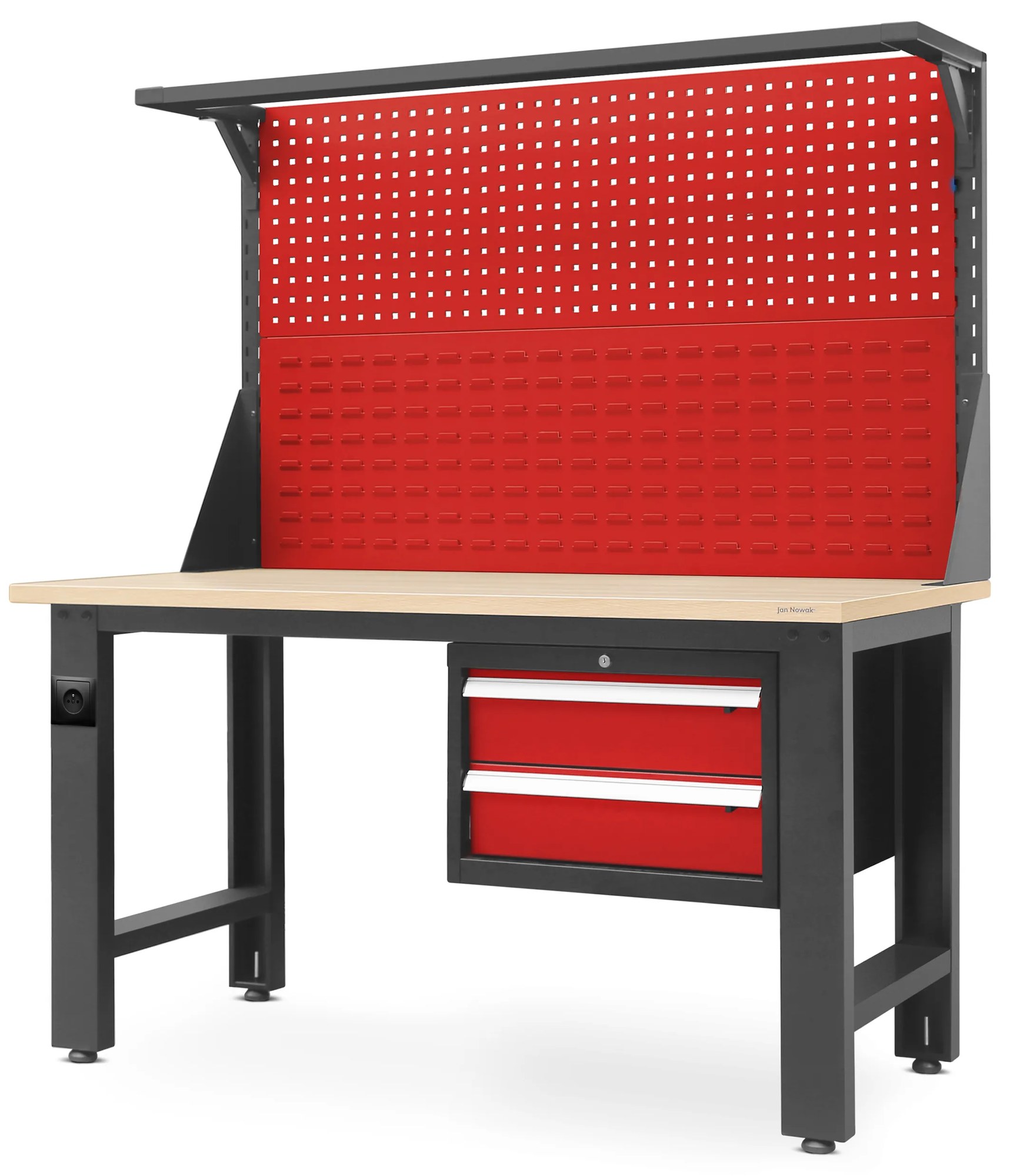 Pracovný stôl LOGAN, 1500 x 1700 x 750 mm, červená antracitová