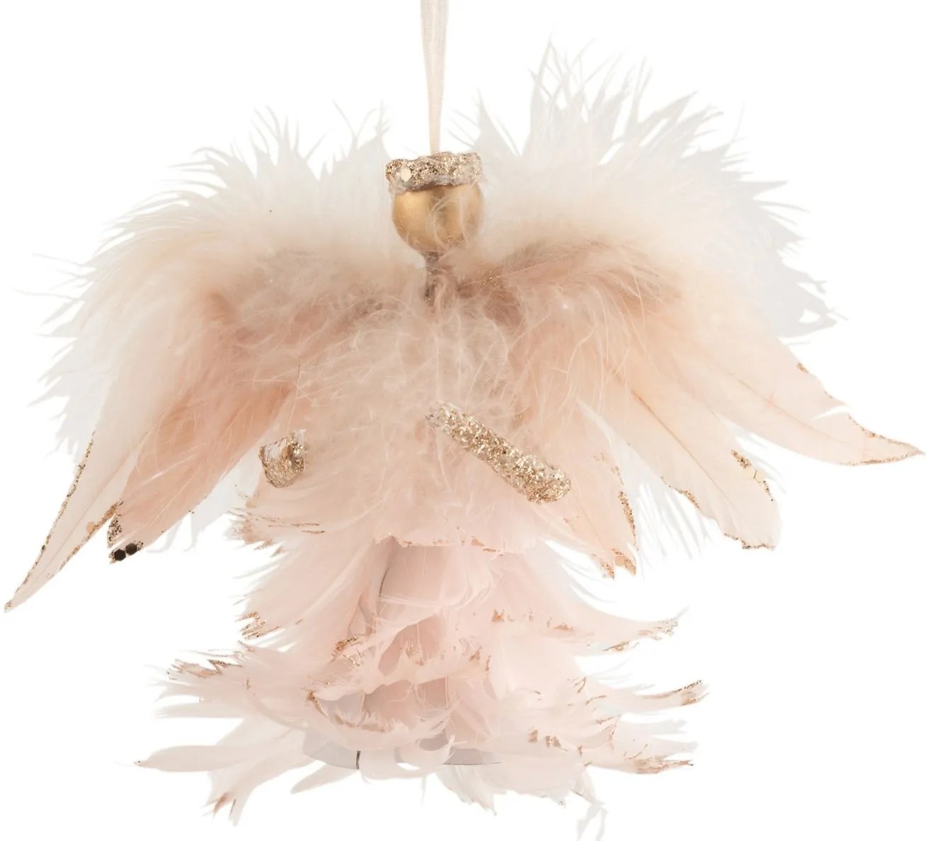 Závesná ozdoba anjelik z ružových pierok - 17*8*12 cm