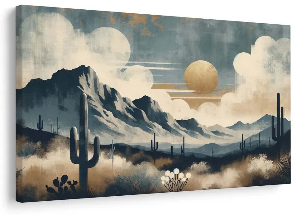 Obraz púštna krajina s kaktusmi