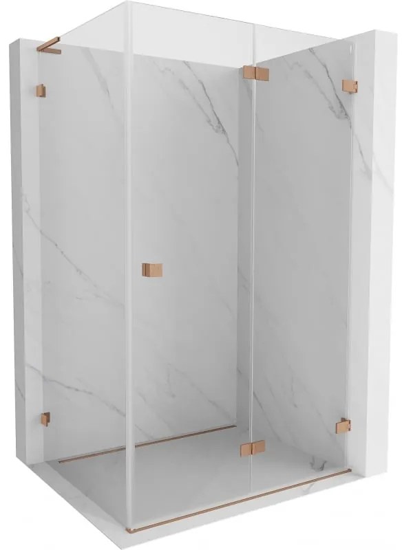 Mexen Lunar-F L, sprchový kút pravý 90 x 80 cm, 8mm číre sklo, profil medená matná, 836L-090-080-65-00-P