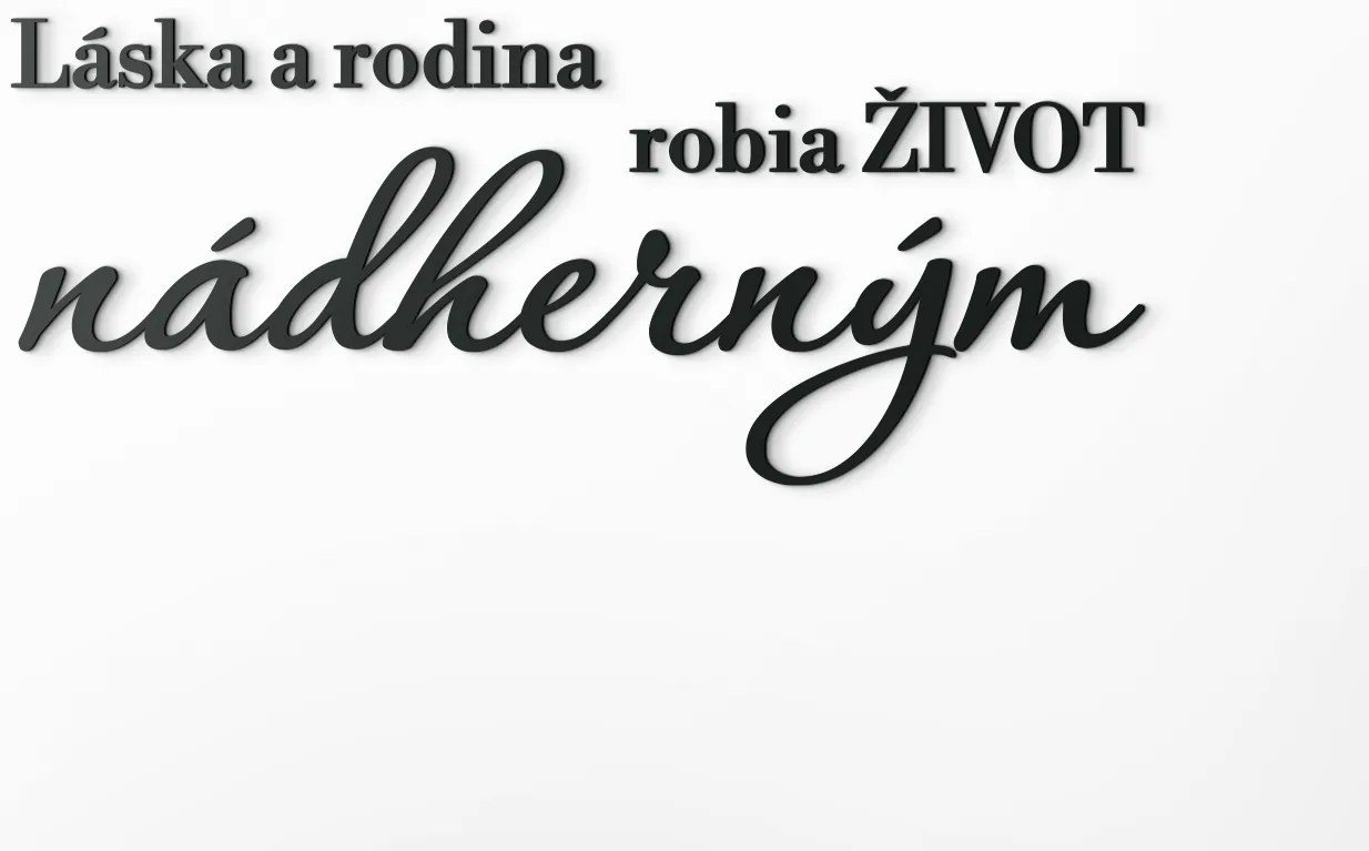 drevko Drevený citát na stenu o láske a rodine Rozmer obrazu: 35,5 x 86 cm, Farba dekorácie: Čierna