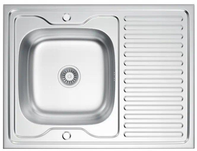 Erga HD, 1-komorový oceľový drez 800x500x160 mm s dlhým odkvapkávačom, dekor ľan, ERG-MLS-HD8050DN