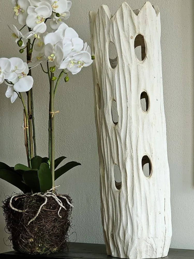 Stolná drevená lampa Paulownia Holes 1 - Ø 18 * 69cm