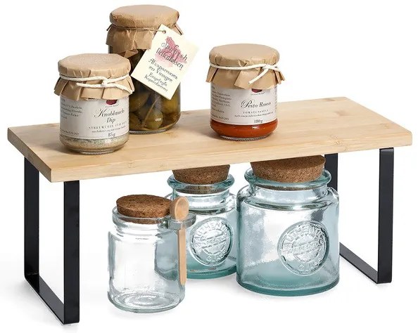 Prídavná polica, drevená podesta, nohy čierny kov ZELLER - AREA