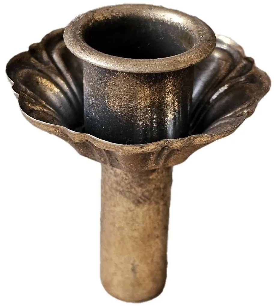 Čierny antik kovový dekoračný svietnik Tilli - Ø 5*Ø 2*7cm