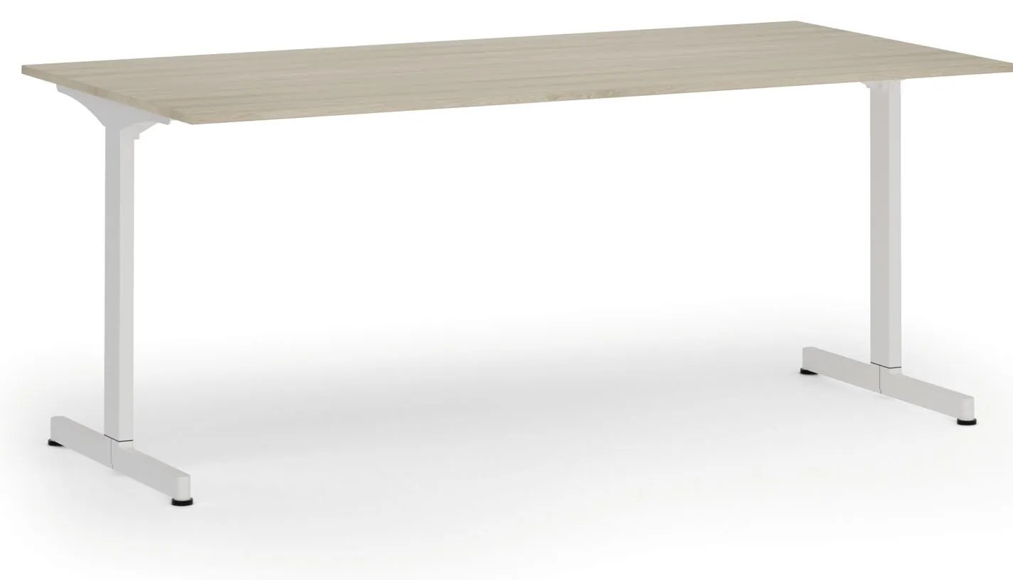 Kancelársky stôl PRIMO BETA, 180x90 cm, biela podnož, dub prírodný