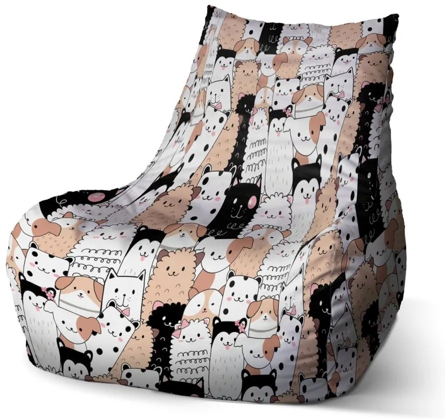 Sedací vak Bean roztomilé zvieratká, farebná