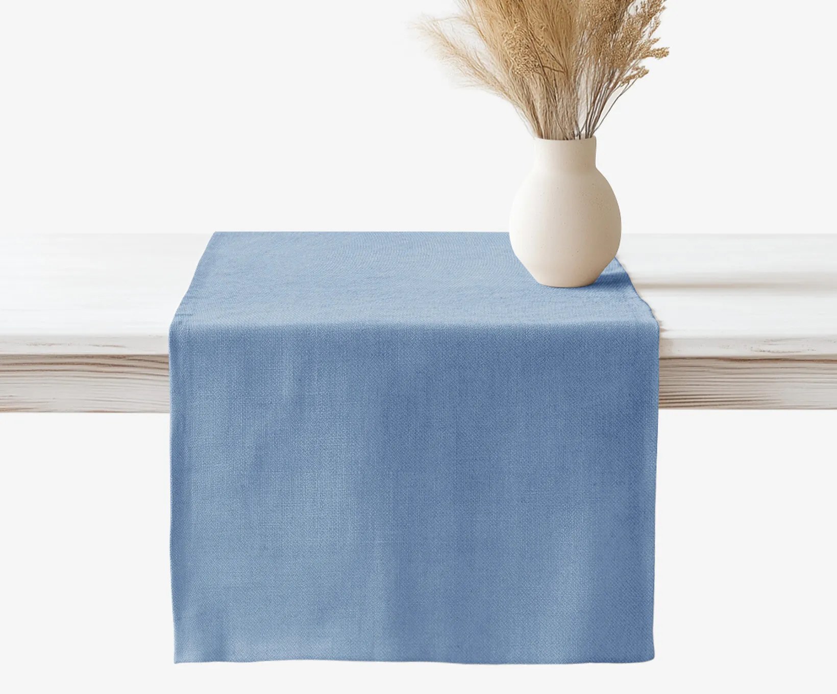 Goldea behúň na stôl z ľanovej zmesi - modrý 50x120 cm