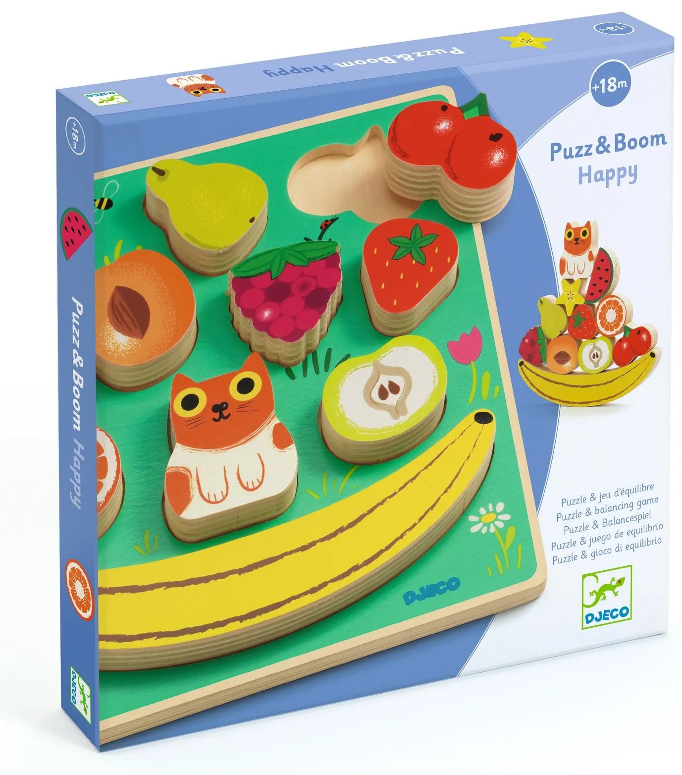 Drevená vkladačka a balančná hra - Ovocie