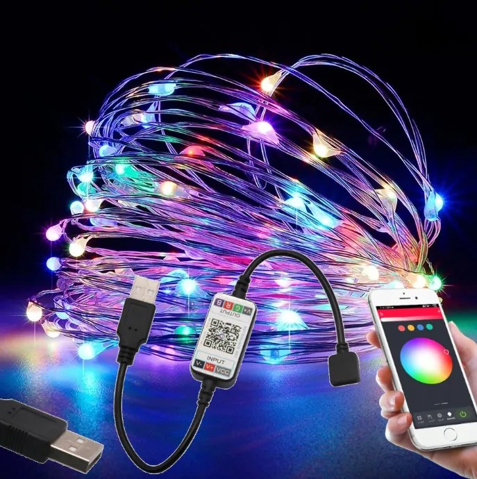 BERGE LED svetelná reťaz - RGB MULTICOLOR - USB - SMART - 10 m