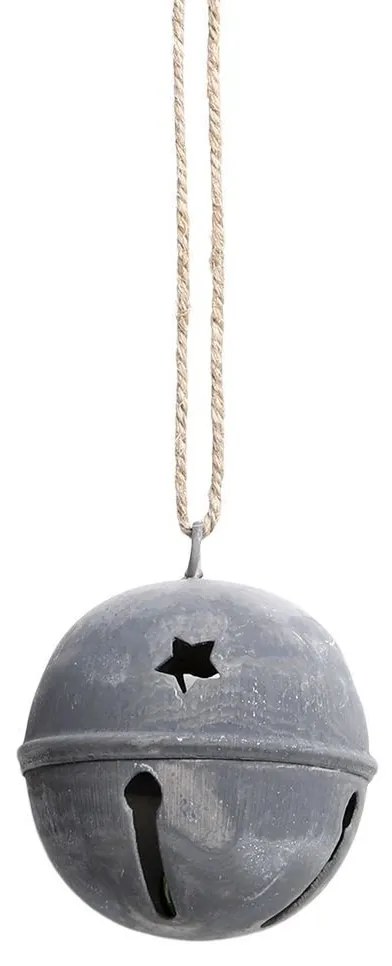 Zinková antik závesná kovová rolnička na povrázku Bell - 6 cm