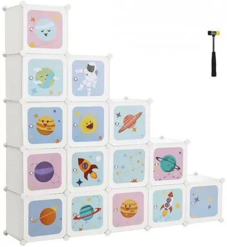 Detský regál so 16 priehradkami SONGMICS LPC902W