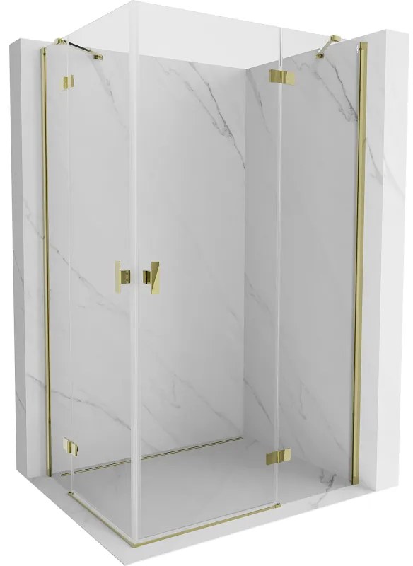 Mexen Mist-H Duo, 2-krídlový výklopný sprchový kút 85 x 90 cm, číre sklo, zlatý lesklý profil, 8A5-085L-090P-50-00