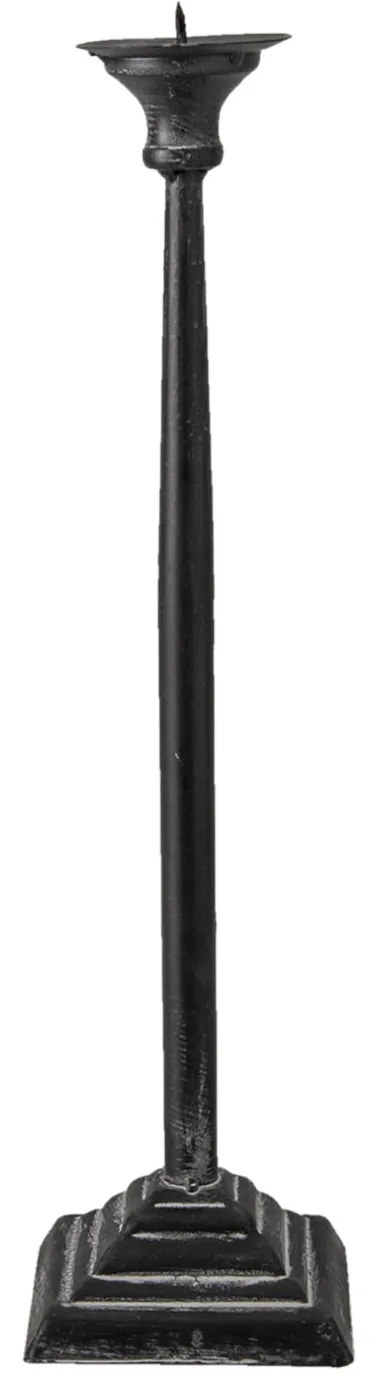 Kovový čierny svietnik s patinou Tilly - Ø 10*31 cm