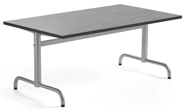 Stôl PLURAL, 1400x800x600 mm, linoleum - tmavošedá, strieborná