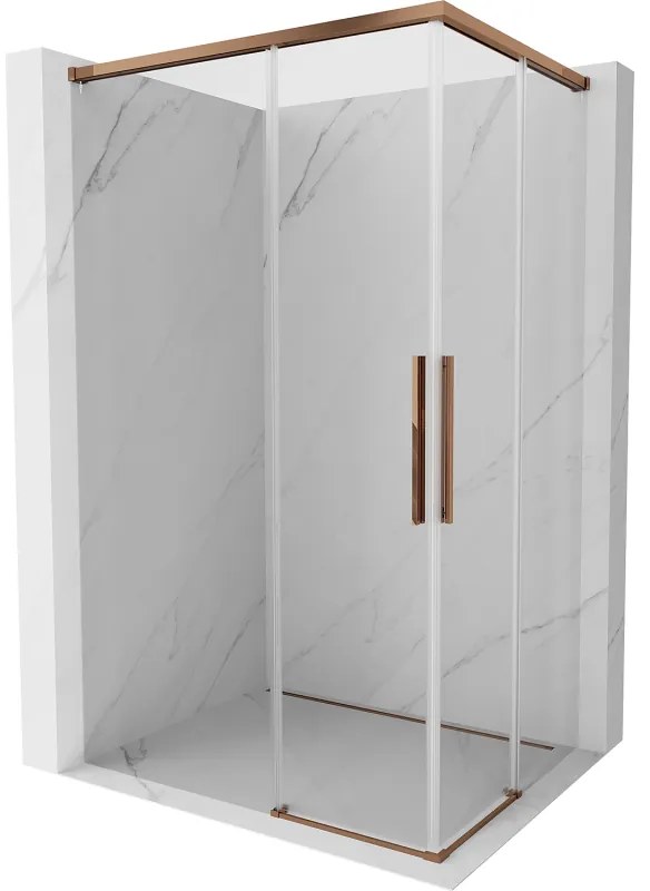 Mexen Rox, Duo posuvný sprchový kút 85 x 75 cm, 8mm číre sklo, ružové zlato profil, 8C2D-085-075-60-00