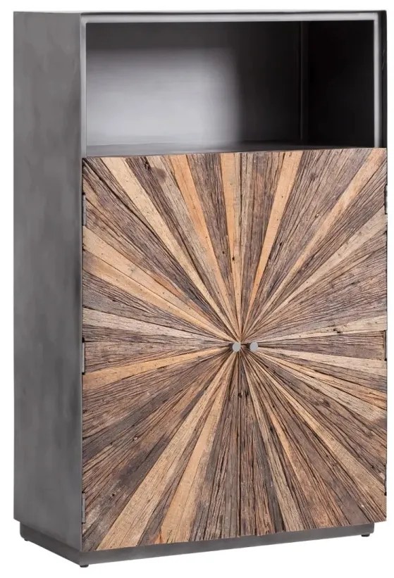 furniture-nabytek.cz - Masívna komoda Highboard Derby z recyklovaného dreva a kovu, lakovaná, šedá – 90×45×145 cm