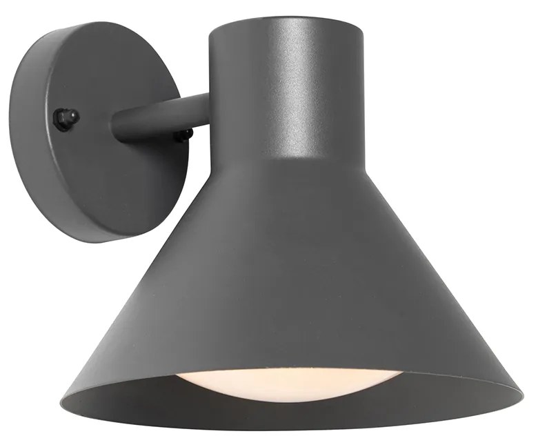 Priemyselná vonkajšia nástenná lampa tmavosivá kužeľ IP44 - Natas