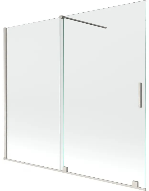 Mexen Velar, 2-krídlová posuvná vaňová zástena 180 x 150 cm, 8mm číre sklo, brúsená oceľ, 896-180-000-01-97