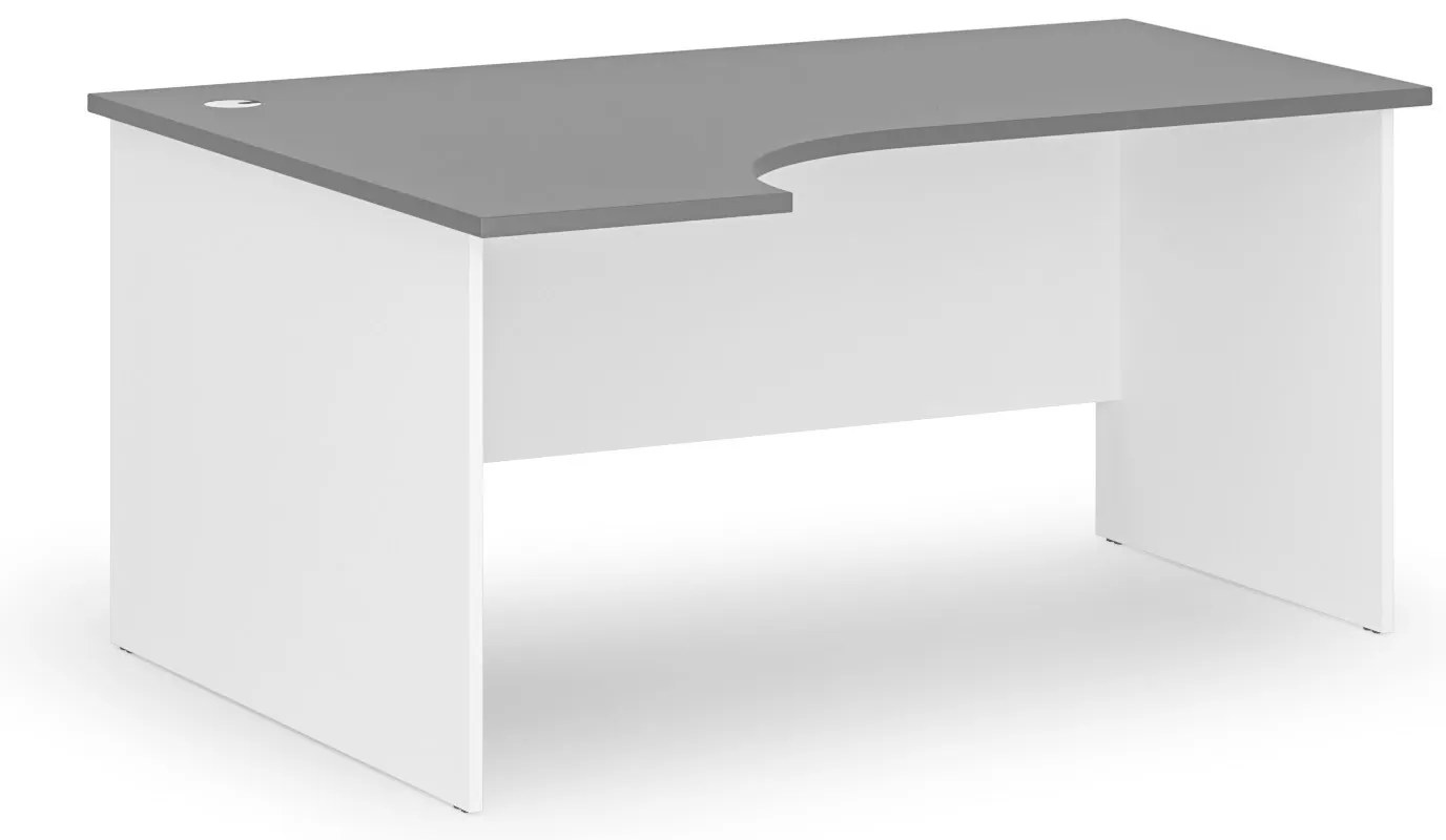 Rohový kancelársky písací stôl PRIMO WHITE, 160x120 cm, ľavý, biela/grafit