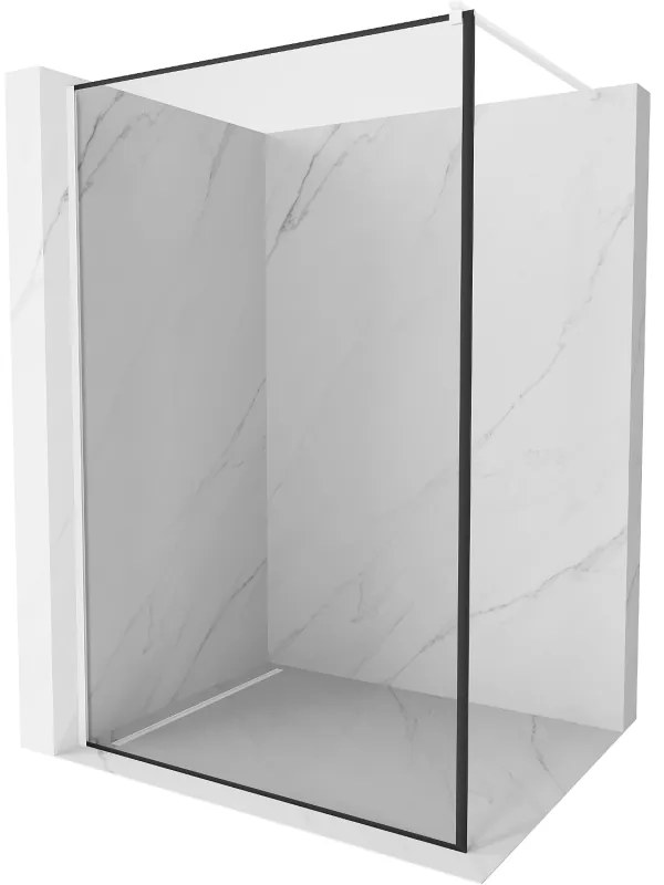 Mexen Kioto, Walk-In sprchová zástena 100 x 200 cm, 8mm sklo číre/čierny vzor, biely profil, 800-100-101-20-70
