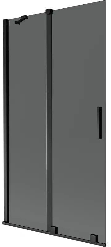 Mexen Velar, 2-krídlová posuvná vaňová zástena 100 x 150 cm, 8mm šedé sklo, čierna matná, 896-100-000-41-70