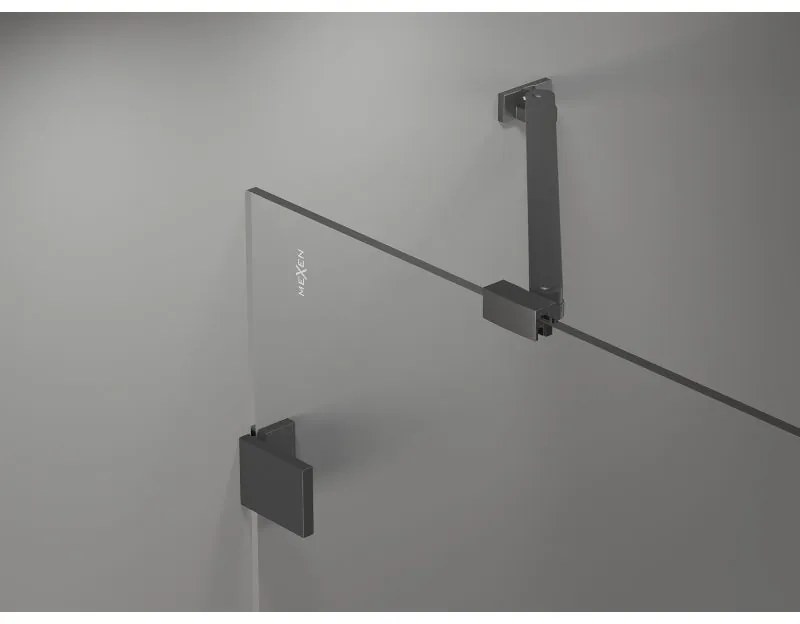 Mexen Lunar-B, pravostranný výklopný sprchový kút 75 x 70 cm, 8mm číre sklo, pištoľovo sivý kartáčovaný - 832-075-070-66-00-P