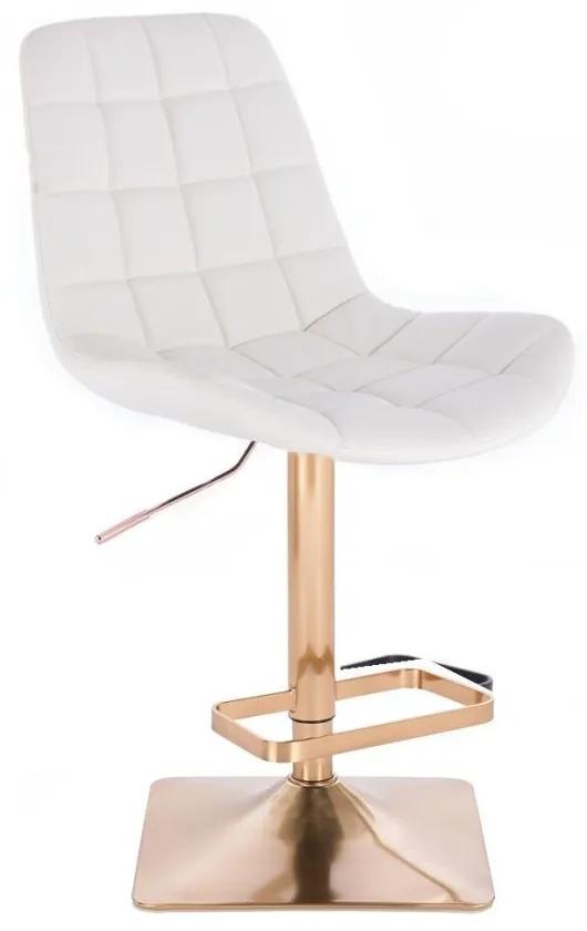 LuxuryForm DESIGN Barová stolička PARIS na zlatej hranatej podstave - biela