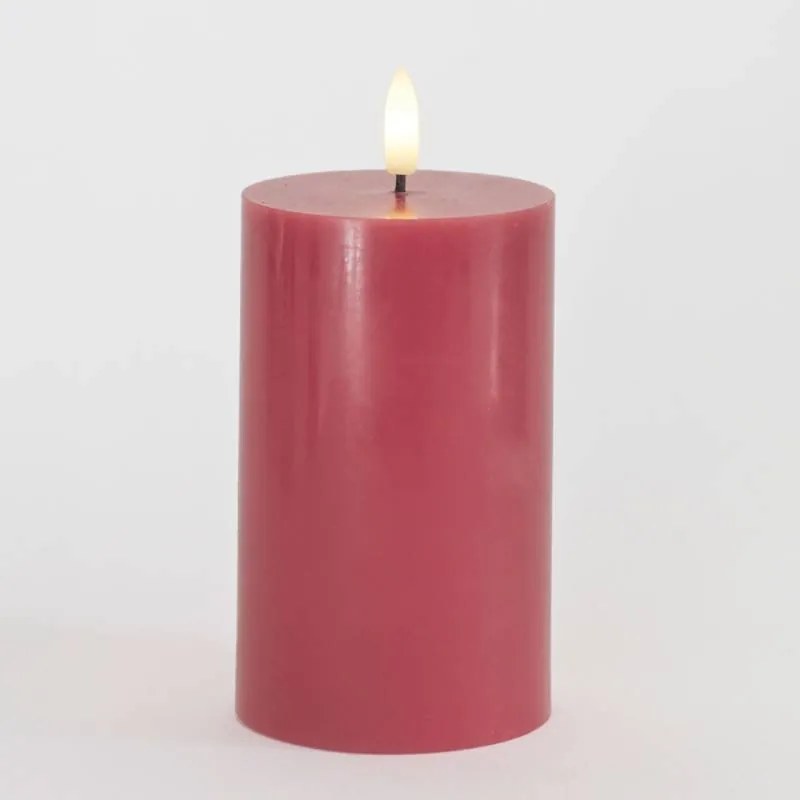 SIRIUS LED vosková sviečka Sille, ružová slivka, 7,5 x 12,5 cm