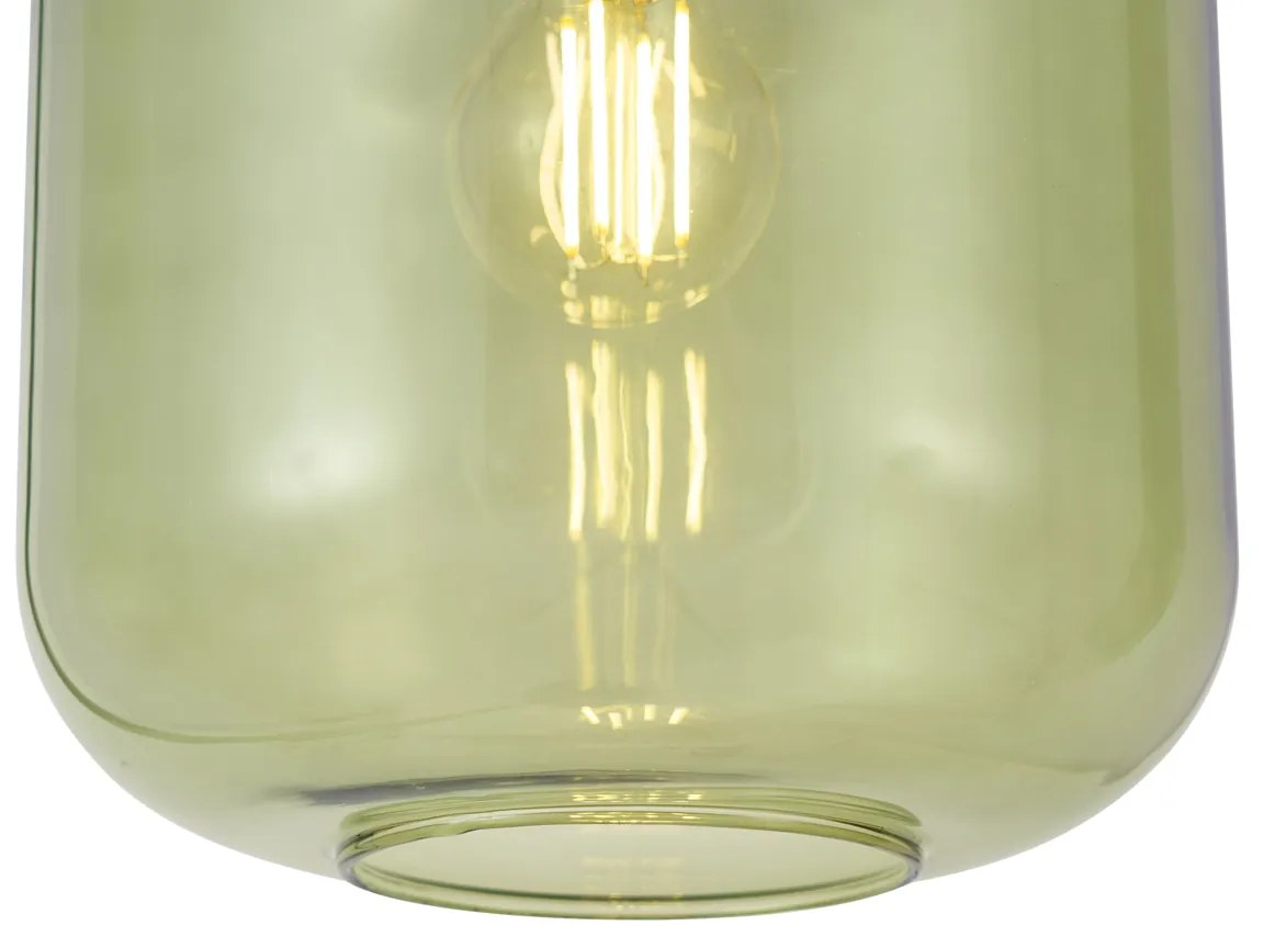 Hotelová elegantná závesná lampa čierna a zlatá so zeleným sklom 5-svetiel - Zuzanna