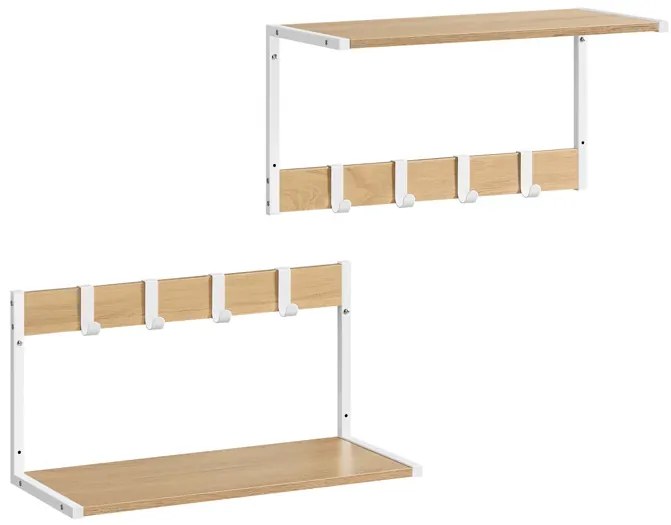 BONTEC Set 2 nástenných poličiek, mdf, hnedá, ABP-E1083 OLW Farba: Béžová