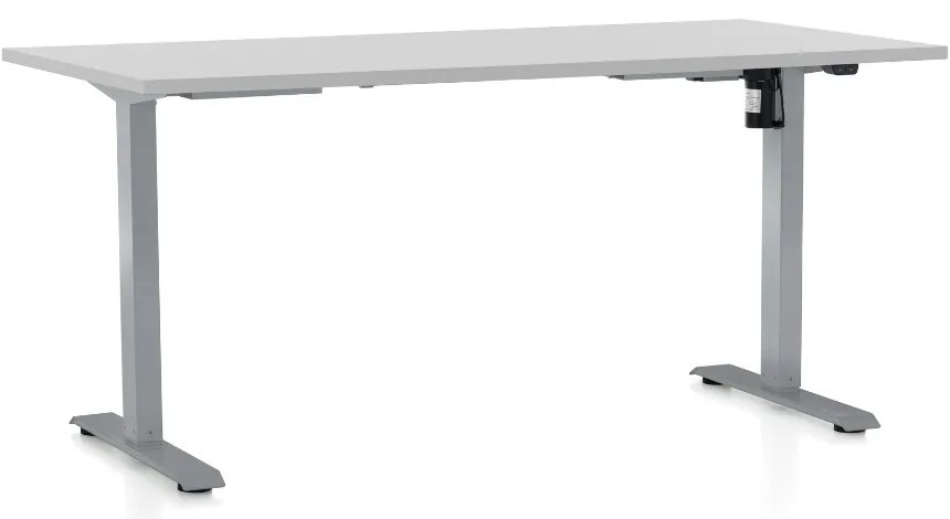 Výškovo nastaviteľný stôl OfficeTech A, 160 x 80 cm, sivá podnož, svetlo sivá