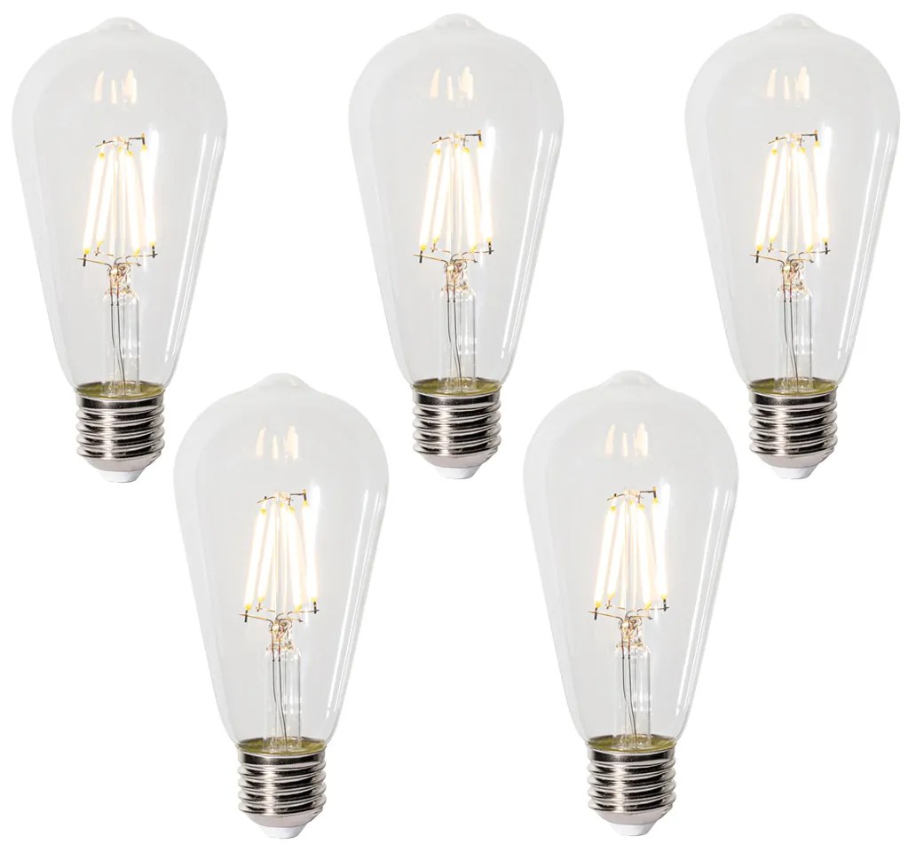 Sada 5 stmievateľných LED žiaroviek E27 ST64 číra 5W 600 lm 2700K
