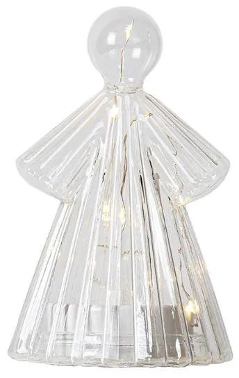 SIRIUS LED světelný anděl skleněný, čirý, 15 cm