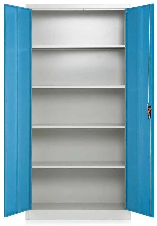 Univerzálna kovová skriňa, 90 x 40 x 185 cm, cylindrický zámok, modrá