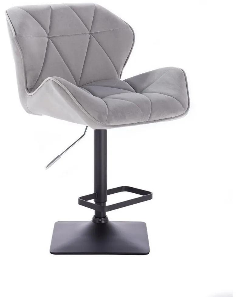 LuxuryForm DESIGN Barová stolička MILANO VELUR na čiernej hranatej podstave - svetlo šedá