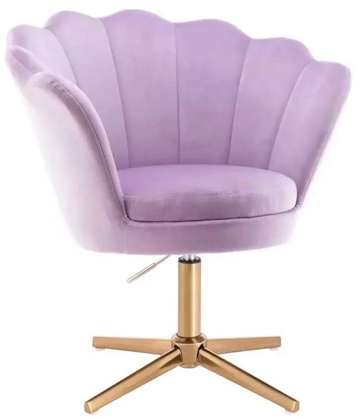 LuxuryForm DESIGN Kreslo FREY VELUR na zlatom kríži - levanduľa