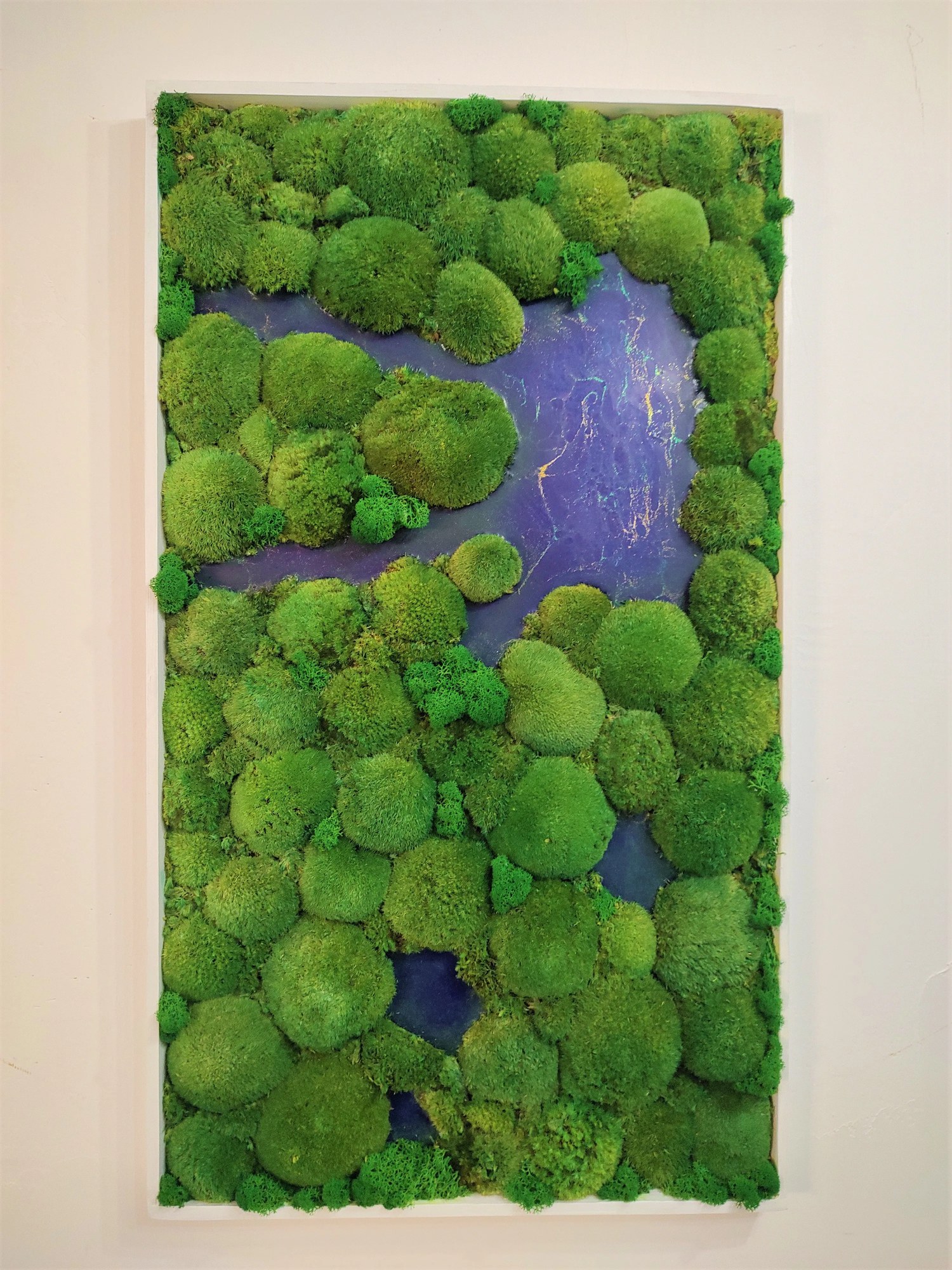 Machový obraz v kombinácii s epoxidovou živicou 80cm x 40cm