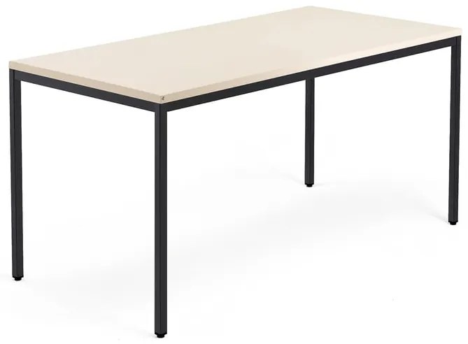 Rokovací stôl QBUS, 1600x800 mm, so 4 nohami, čierny rám, breza