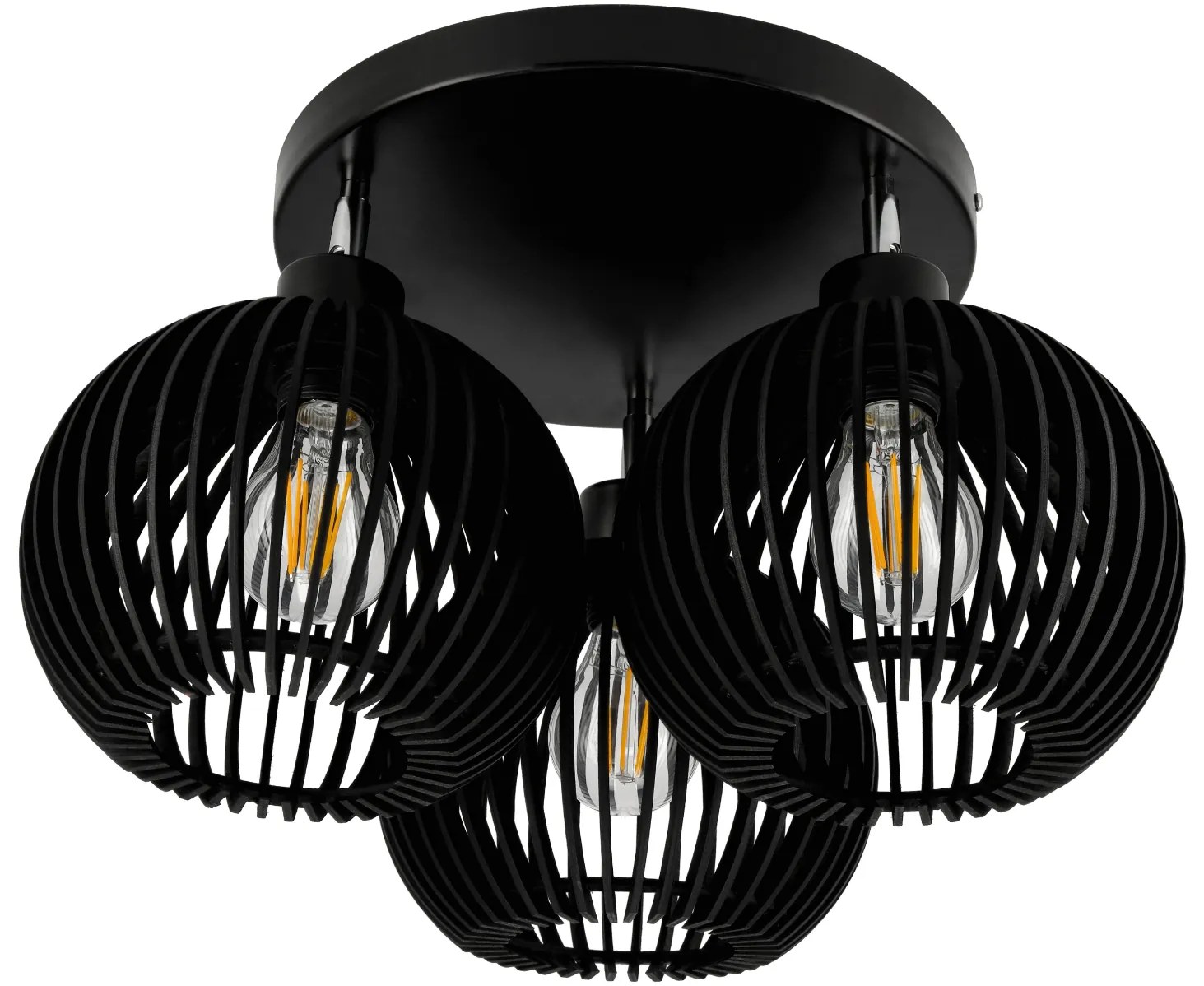 BERGE LED stropný závesný luster 3xE27 - nastaviteľný - drevený - čierny