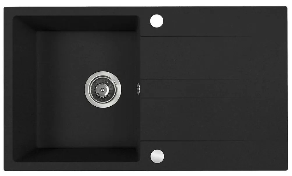 Kuchinox Laut, 1-komorový granitový drez 760x440x174 mm + sifón, čierna, LAV-SBZ_B11Y