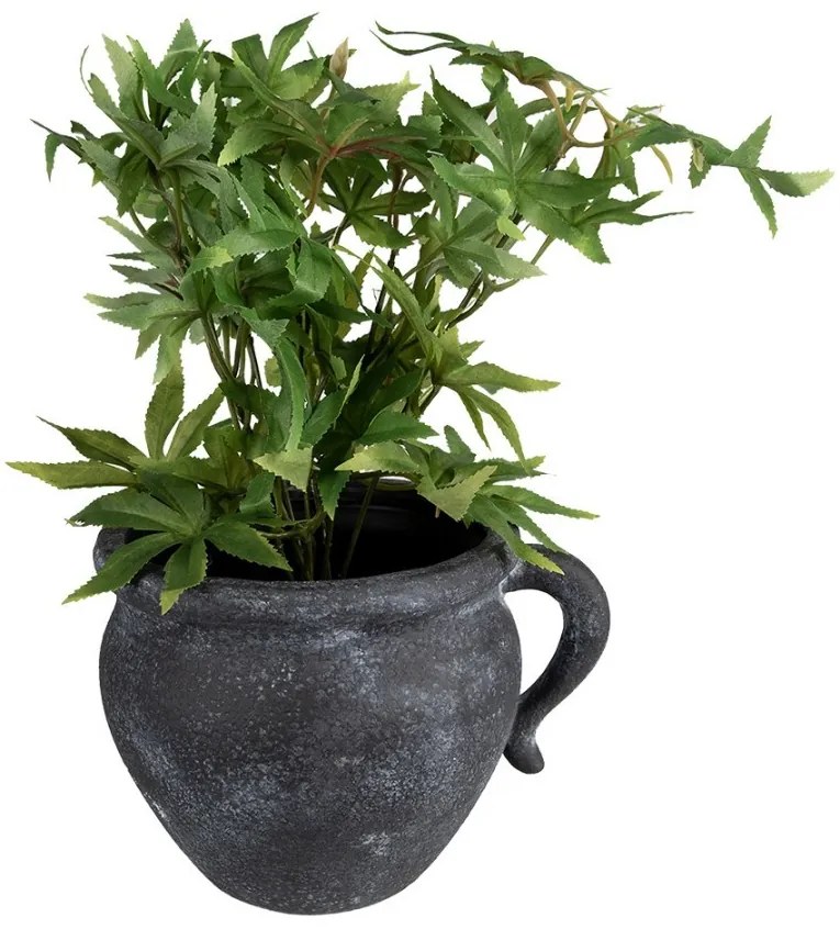 Granitový antik keramický obal na kvetináč s uchom Granit - 20*16*14cm