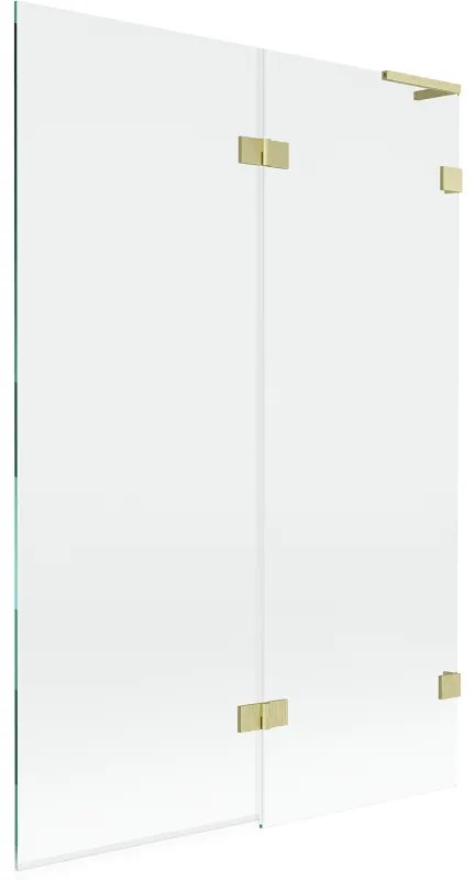 Mexen Lunar L, 2-krídlová vaňová zástena pravá 120 x 150 cm, číre sklo, zlatá matná, 897L-120-100-55-00-P