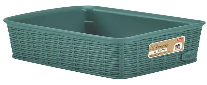 STEFANPLAST Košík Elegance M, 25 × 19,5 × 6 cm, zelenošedý