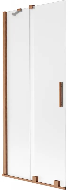 Mexen Velar, 2-krídlová posuvná vaňová zástena 80 x 150 cm, 8mm sklo námraza, medená matná, 896-080-000-31-65