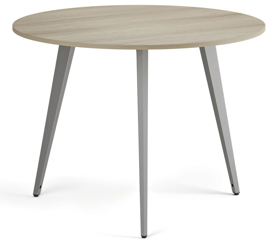 Konferenčný stôl PRIMO VIBE, priemer 100 cm, sivostrieborná podnož, dub prírodný